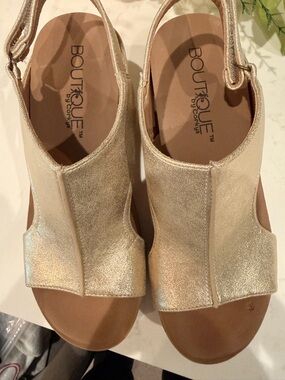 Corkys Gold Metallic Open-Toe Slingback Sandals